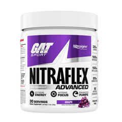 GAT SPORT Nitraflex bottle for a powerful pre-workout energy boost.