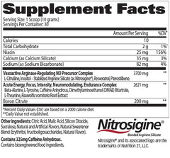 Nitraflex scoop with powder demonstrating a single-scoop serving for efficient workouts.