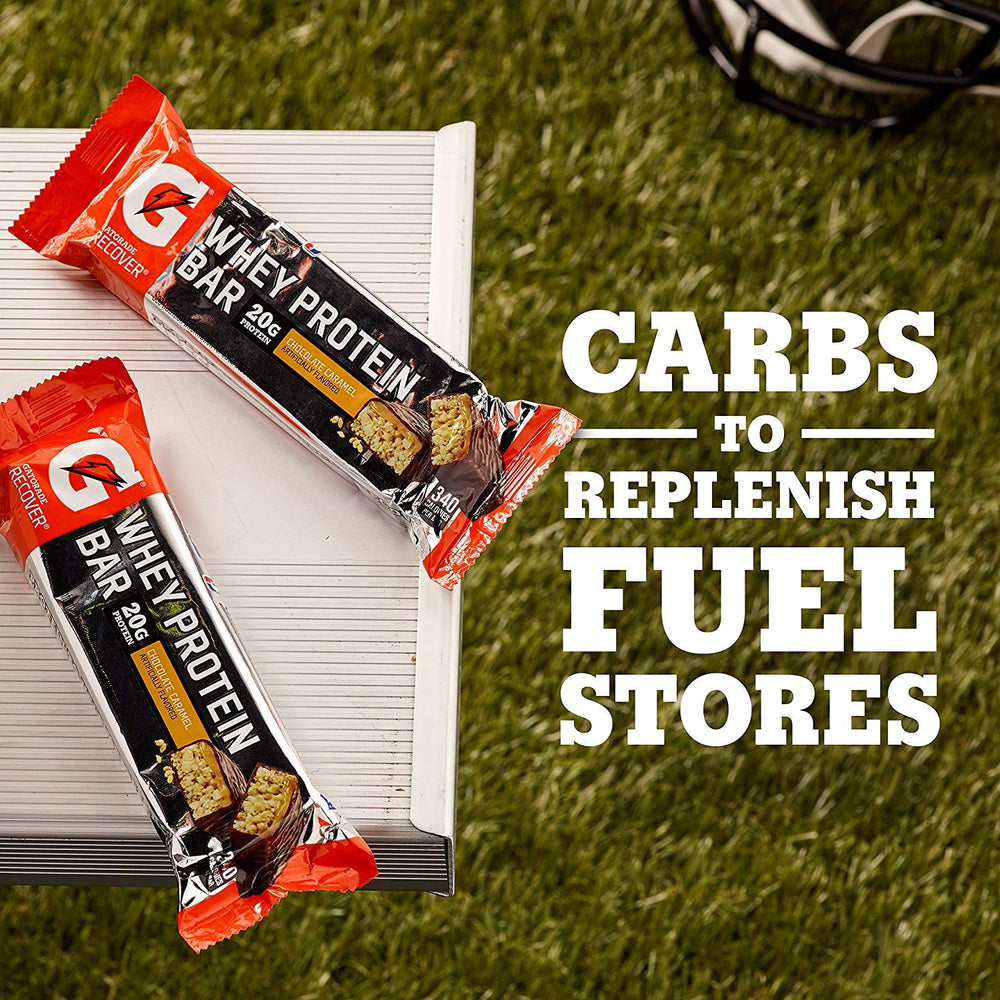 Gatorade Whey Protein Recover Bar in a gym bag for workouts