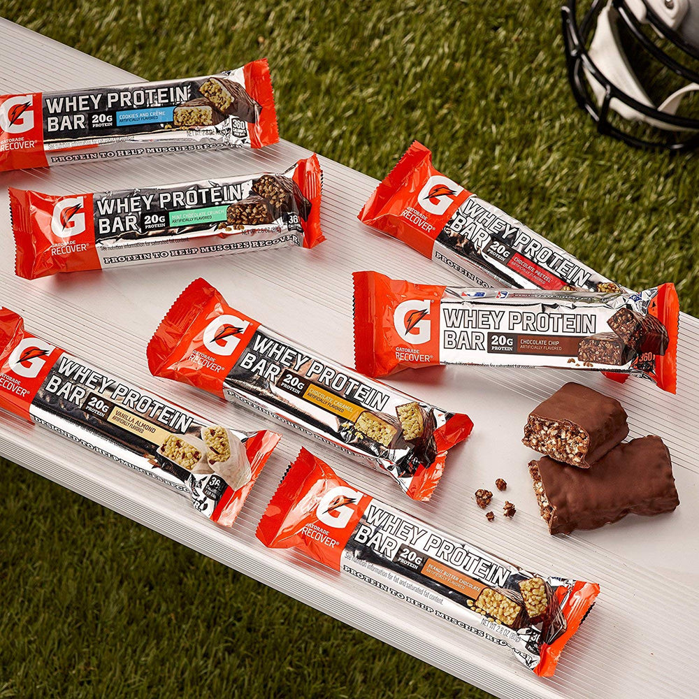 Gatorade Whey Protein Recover Bar ingredients list with whey and milk proteins
