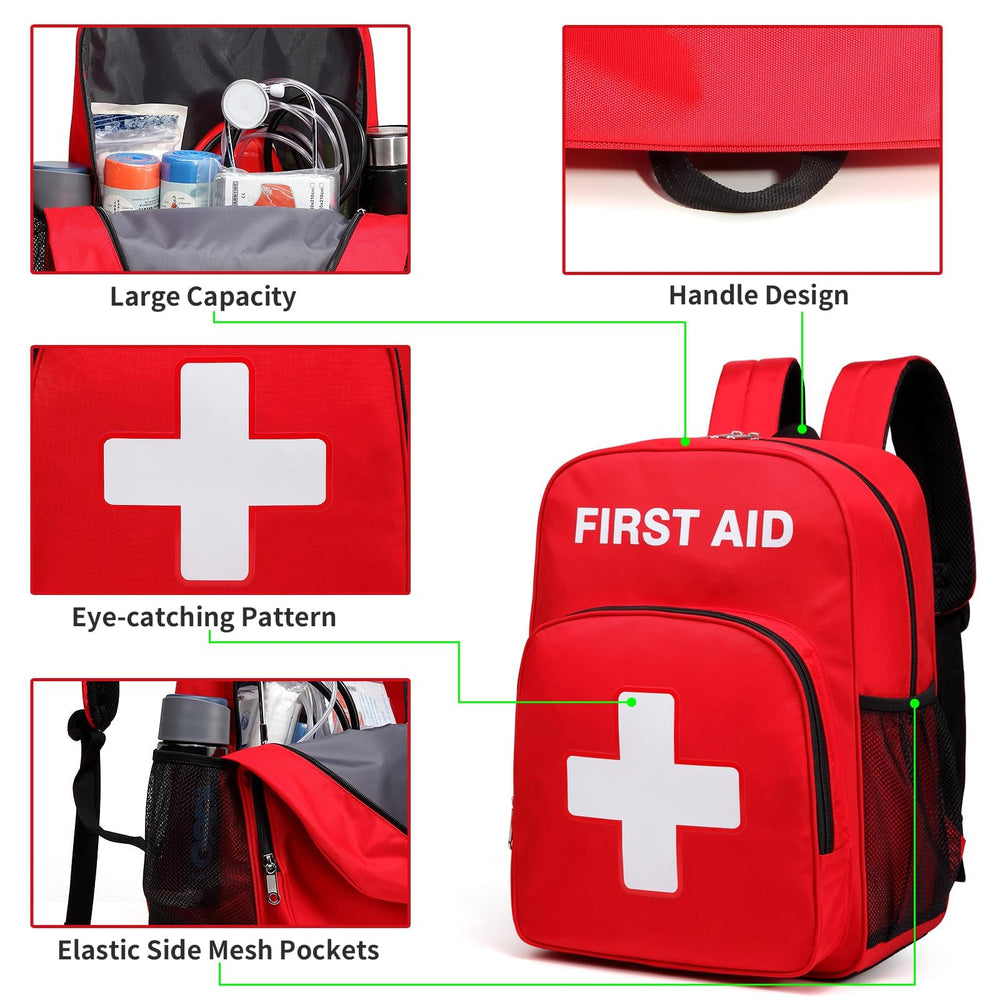 Gatycallaty first aid backpack elastic bottle pocket for hydration on the go