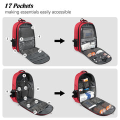Gatycallaty red organizer features inner mesh pockets for easy item finding.
