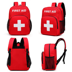 Gatycallaty first aid backpack in red, side view, compact and portable
