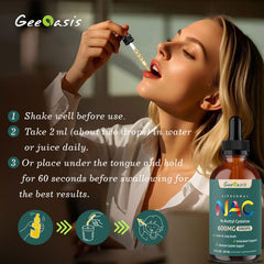 Geeoasis NAC drops added to water for convenient consumption.