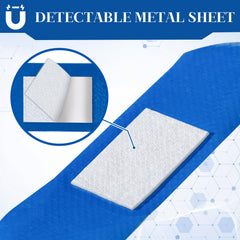 Geiserailie blue bandage with detectable strips for safe scanning.