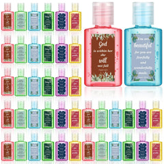 Gejoy 48-pack Bible verse hand sanitizers on display for events, practical and festive.
