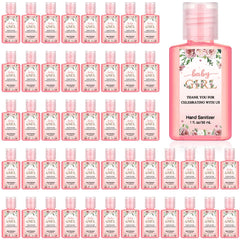 Gejoy baby shower hand sanitizer 1oz with pink flowers, convenient guest favor.