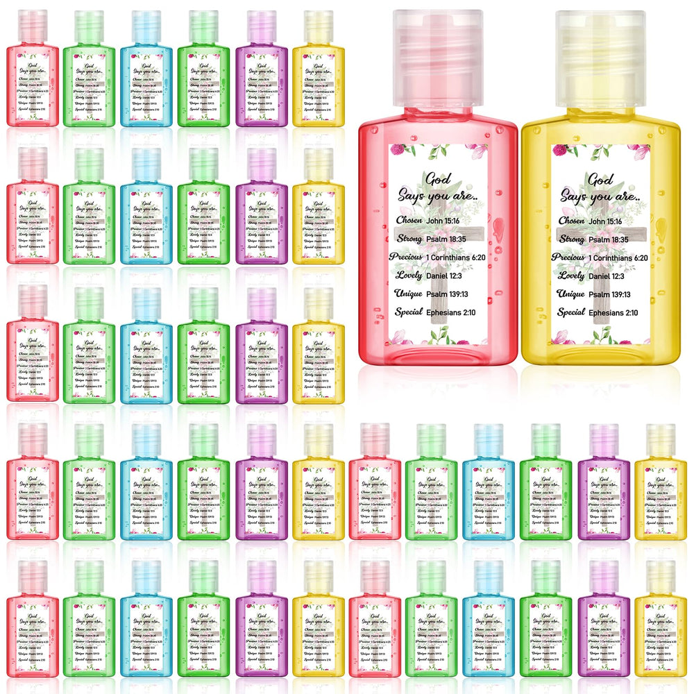 Gejoy Bible verse hand sanitizer mini with pink floral design for party favors and church events