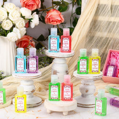 Gejoy flower-pattern sanitizer bottle adds elegance to party favors.