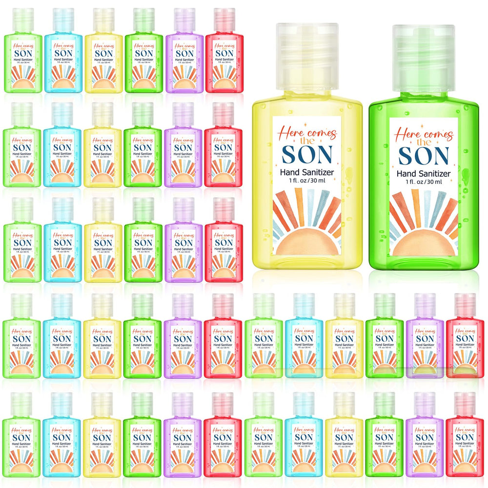 Gejoy Here Comes the Son sticker pack on baby shower favors for festive decor.