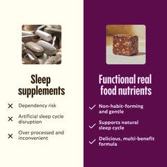 Close-up of Sleep Bite texture highlighting valerian and L-theanine ingredients.