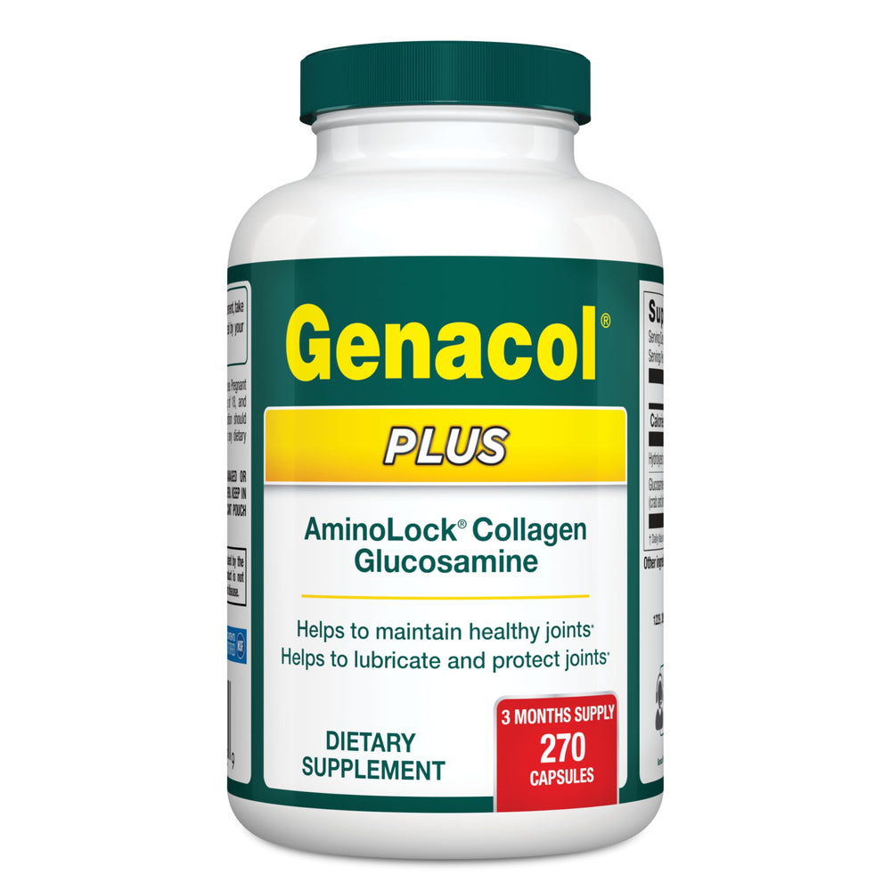 Genacol glucosamine-collagen bottle front showing joint support packaging