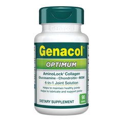 Genacol Optimum bottle top view showing tablets for joint support and mobility.