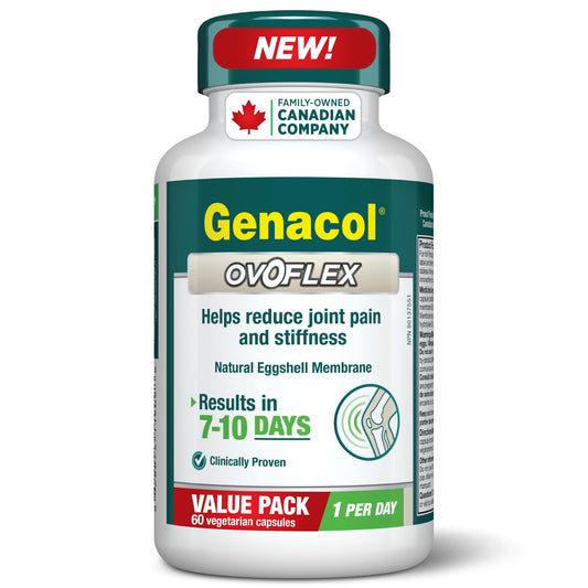 Genacol Ovoflex bottle front indicating daily joint comfort support