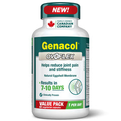 Genacol Ovoflex bottle front indicating daily joint comfort support