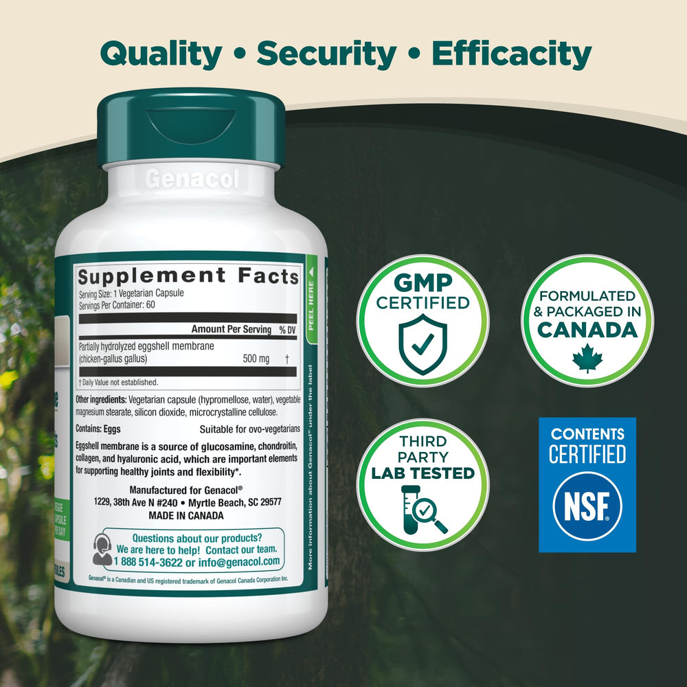 Genacol Ovoflex non-GMO and clean ingredients on label