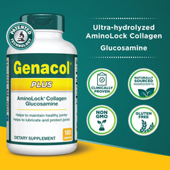 Genacol Plus bottle pour demonstrates easy daily dosing for sustained joint care.