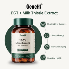 GENEIII L-Ergothioneine capsules closeup shows easy-to-take packaging