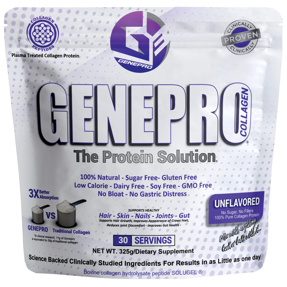 GENEPRO GEN. 3 unflavored protein powder scoop for quick, customizable shakes.