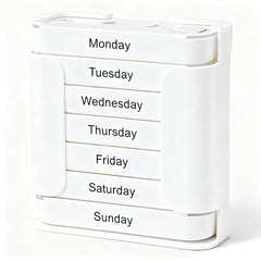 Generic 7-Day Pill Organizer with a stacked design for compact weekly med management.