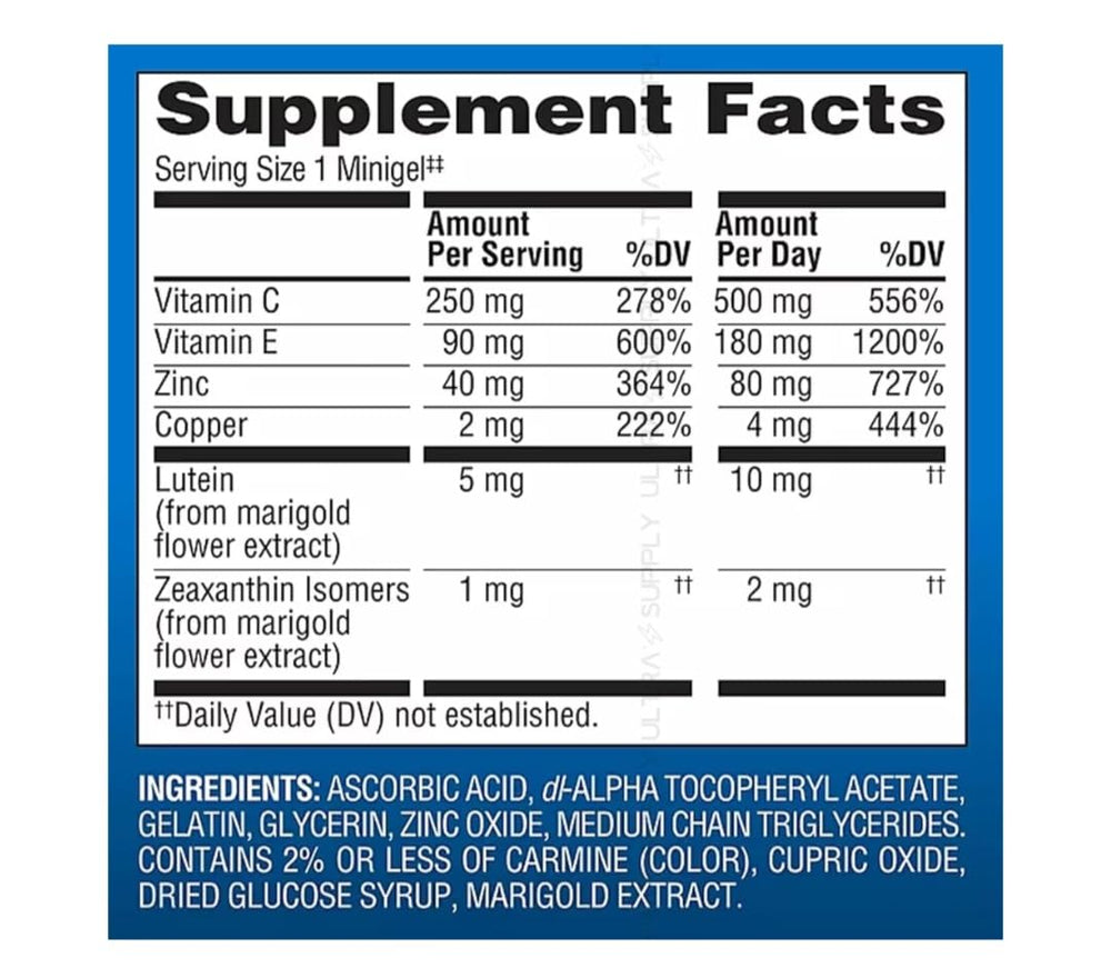 Generic Advanced Eye Health Minigels capsules closeup showing easy-to-swallow design.