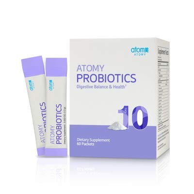 Generic Atomy Probiotics bottle front highlighting blueberry flavor and 10 billion CFU.