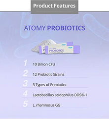 Generic Atomy Probiotics ingredient label featuring seven probiotic strains.