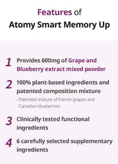 Generic Atomy Smart Memory Up capsules close-up, plant-derived ingredients for daily cognitive support.