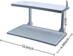Generic bedside shelf with removable hooks enables flexible storage for mask and tubing.