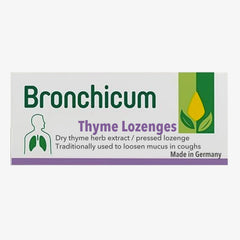 Generic Bronchicum lozenges pack with thyme formula for throat comfort and natural support.