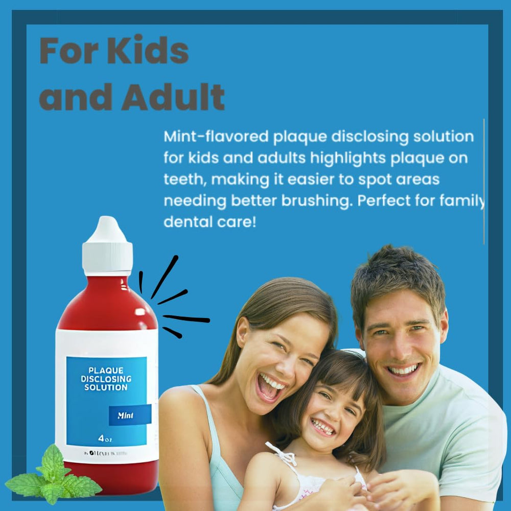 Generic Disclosing Solution teeth plaque visualization highlights brushing targets.