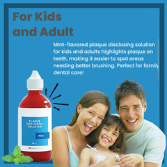 Generic Disclosing Solution teeth plaque visualization highlights brushing targets.
