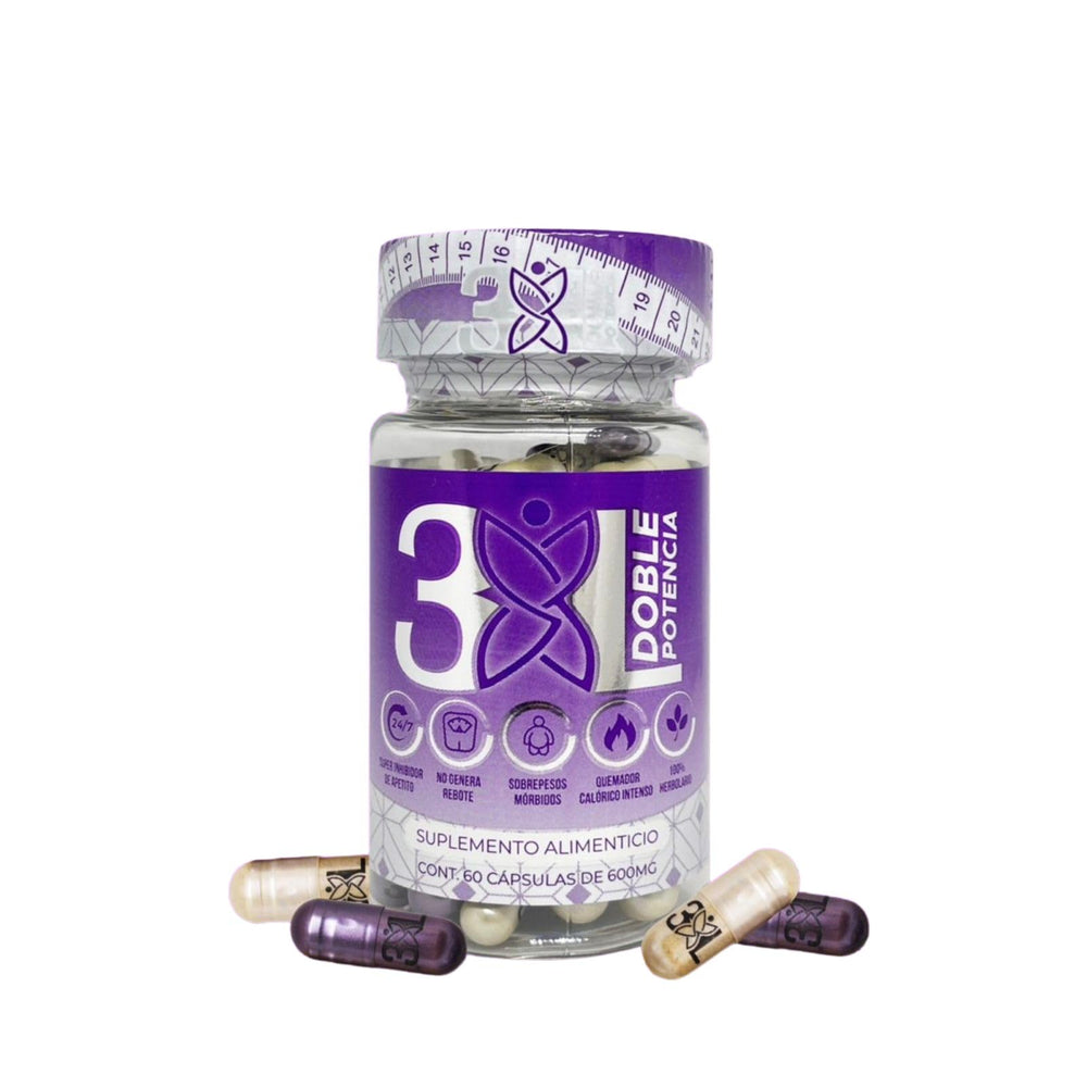 Generic Double Potency bottle pour showing the dual-capsule design for daily lightness.