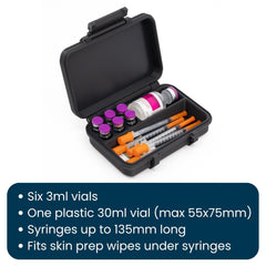 Fridge-safe design keeps vials stable during transport and storage.