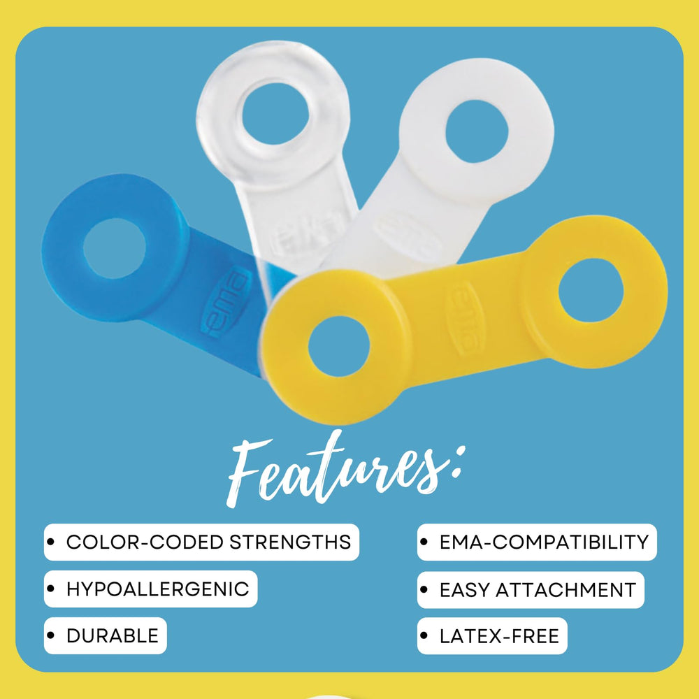 Blue firm-strength EMA strap delivering durable and secure fit.