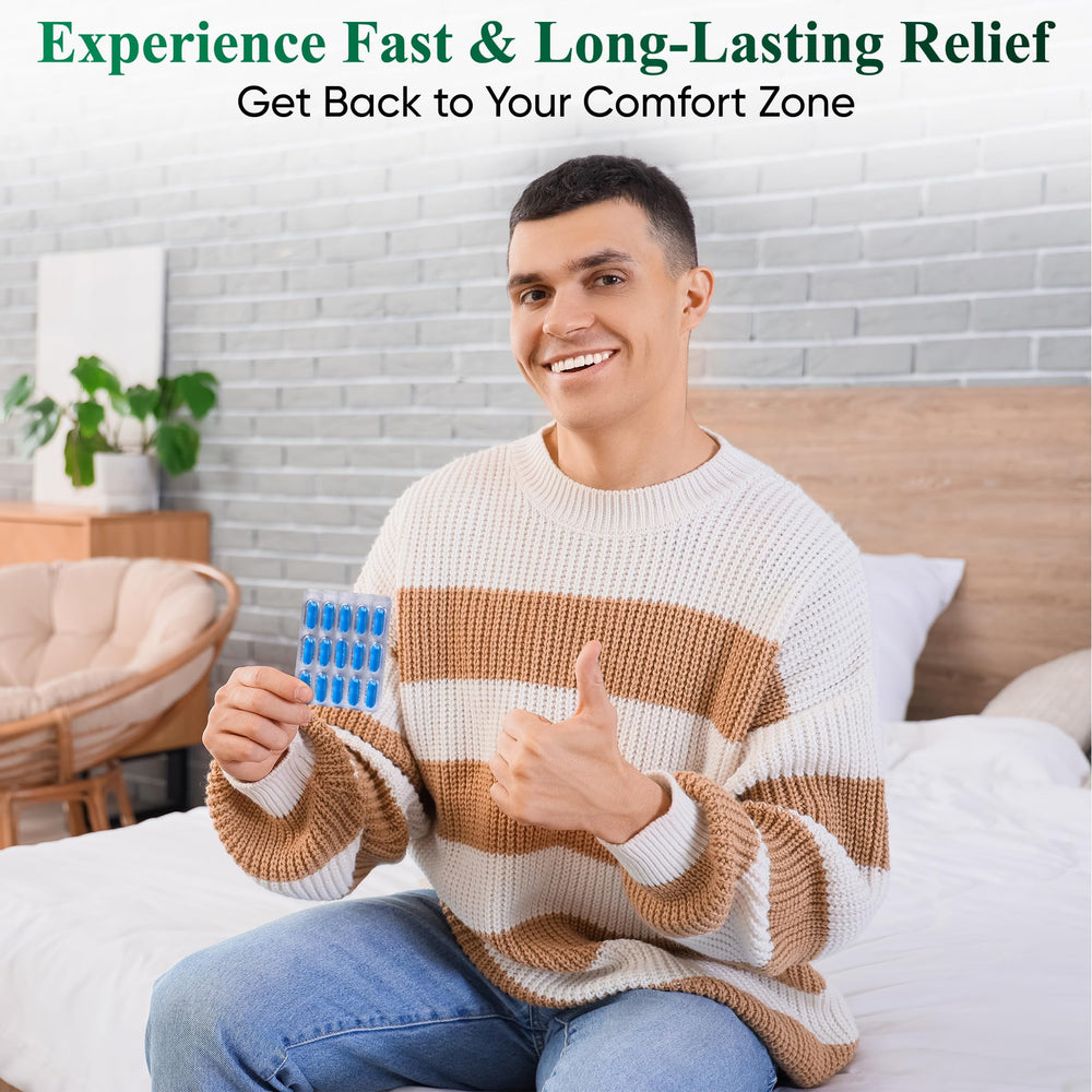 Generic Hemor7 hand holding capsules suggesting easy daily use