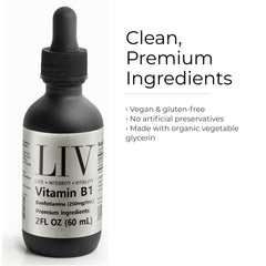 LIV Vitamin B1 Liquid ingredients: organic glycerin and purified water