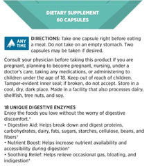 Label of Melaleuca Good Zymes capsules highlighting 18-enzyme blend for nutrient breakdown
