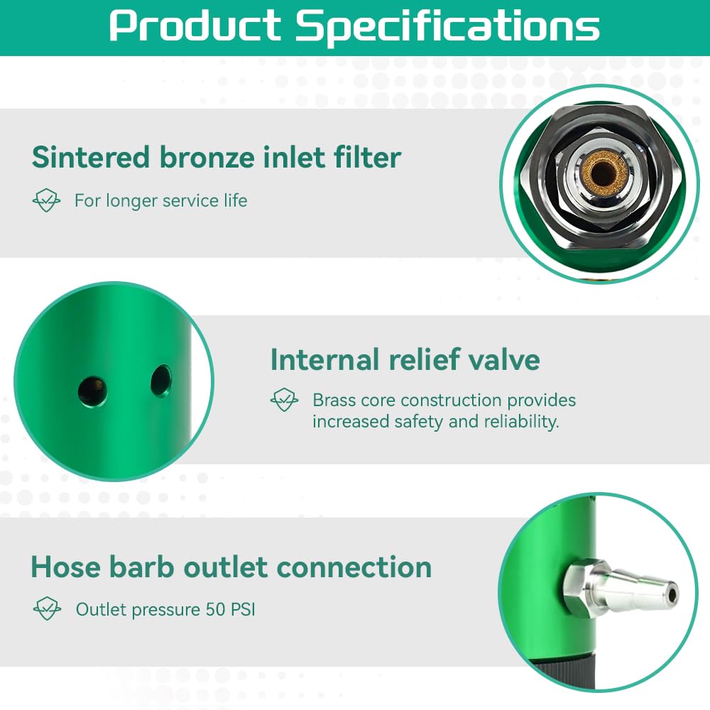 Generic oxygen regulator flow-control knob enables 0-15 LPM adjustment.