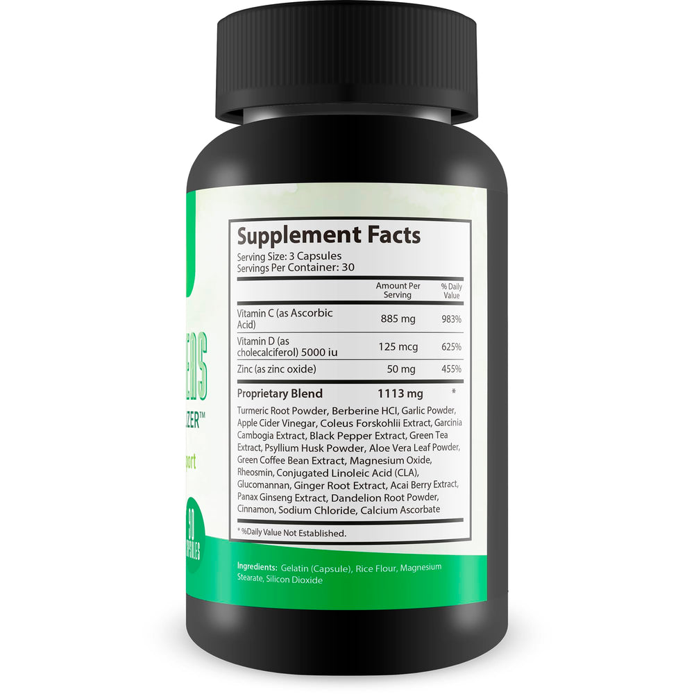 Generic Pro Pancreas Cleanse label closeup highlighting vitamin D and C