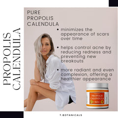 Natural propolis and calendula ingredients support skin health.