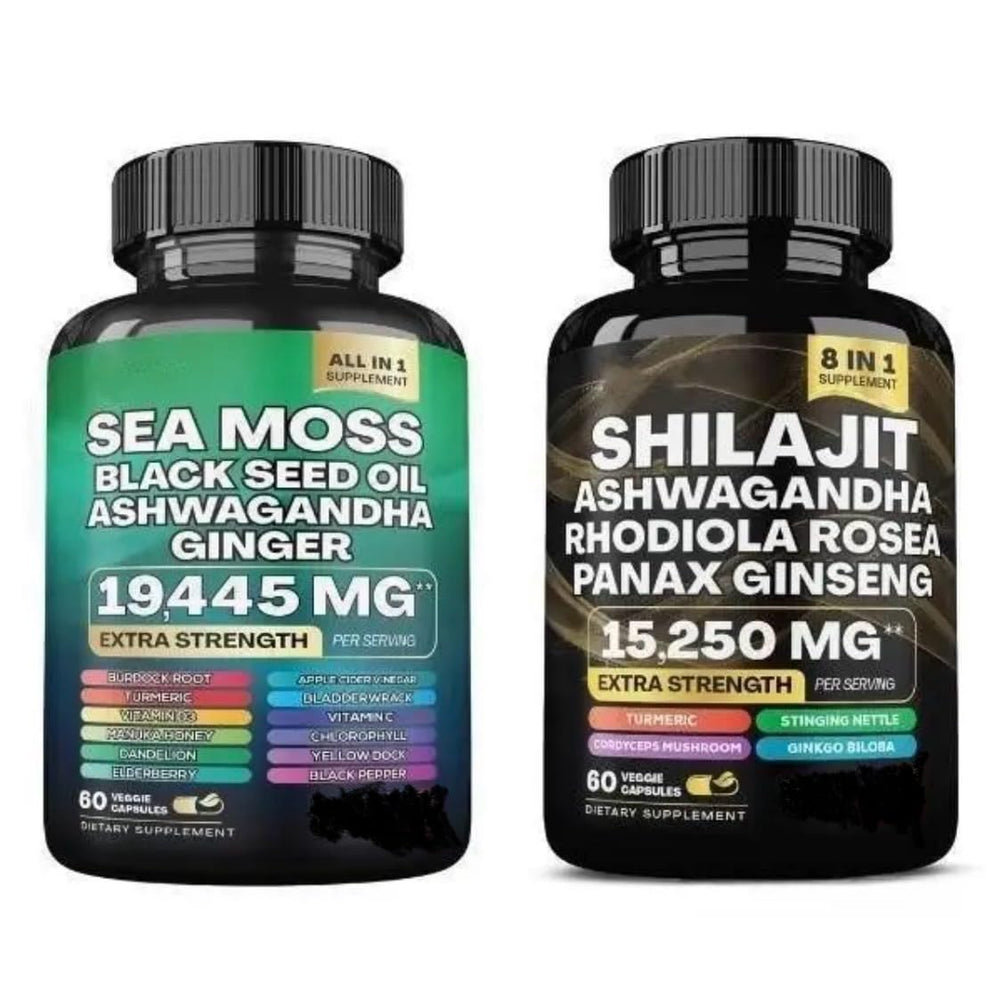 Generic Shilajit capsules bottle — potent 8-in-1 blend for daily nourishment.