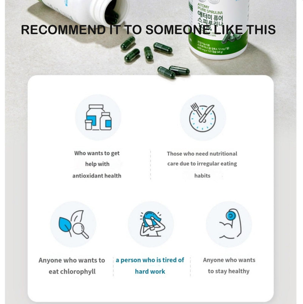 Generic Spirulina capsules close-up, odor-free plant-based supplement