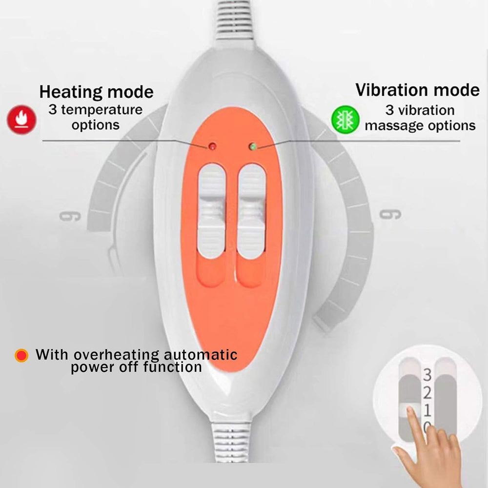 Three vibration massage modes customize relief and warmth.