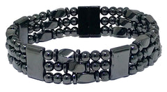 Generic Tri-Power Magnetic Hematite Bracelet front view with triple strands for daily wear and potential relaxation