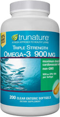Generic Triple Strength Omega-3 bottle with clear softgels for easy daily use