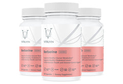 Generic Vitruvin Berberine 600mg bottle front highlighting vegan, non-GMO support for daily wellness