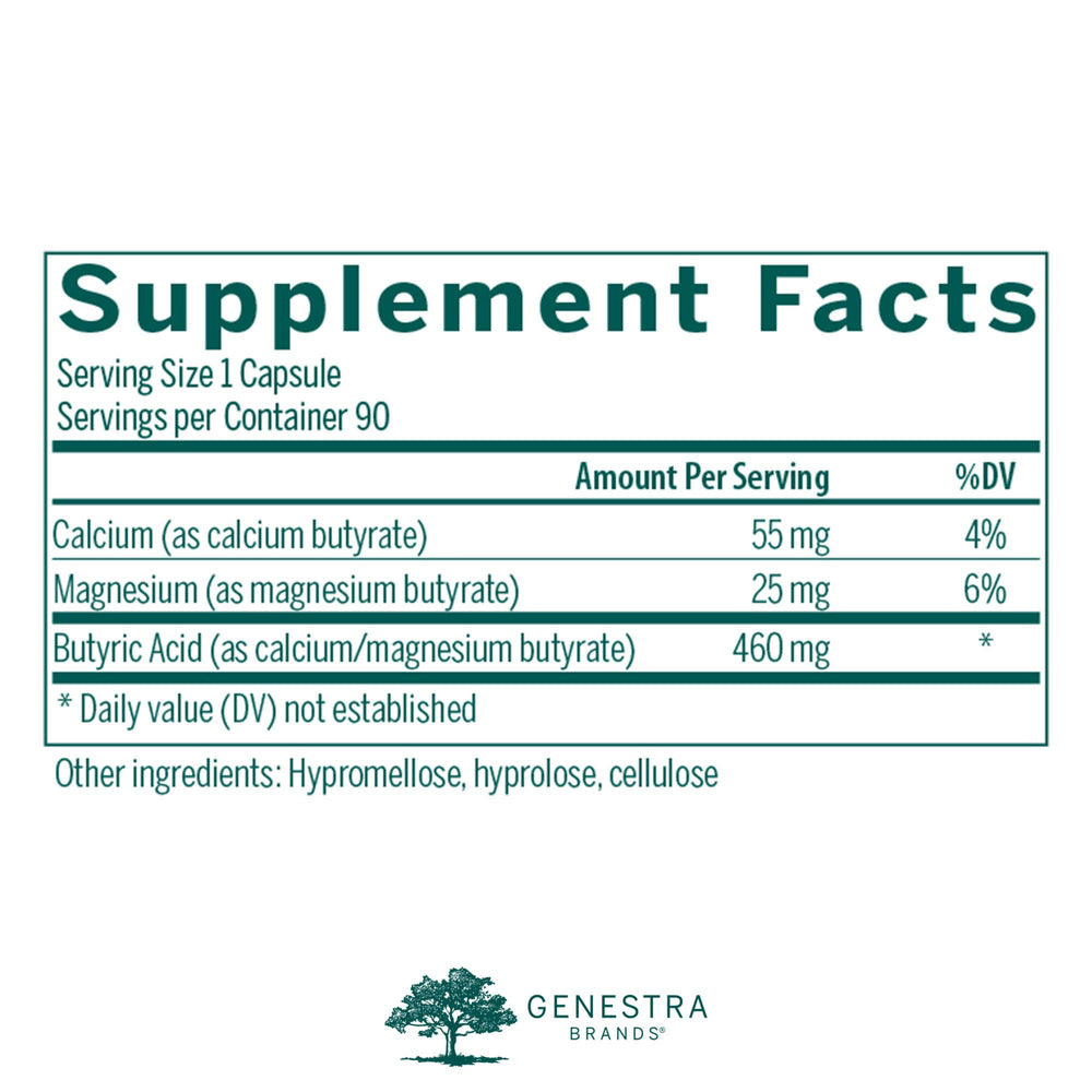 Genestra Brands Butyrate Complex bottle back with label details
