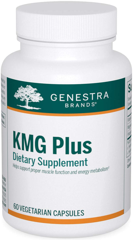Genestra Brands KMG Plus bottle and capsules for daily mineral support.