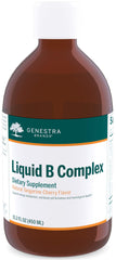 Genestra Brands Liquid B Complex bottle pour showing daily energy support